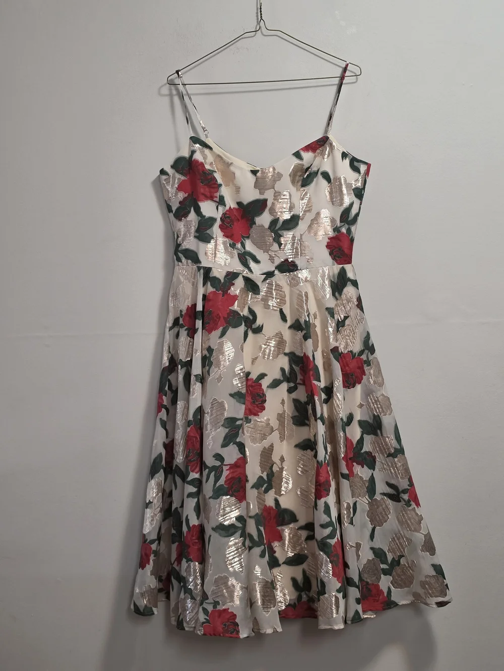 Dress the Population White Midi Skirt with Red Rose Print - Picture 2 of 8